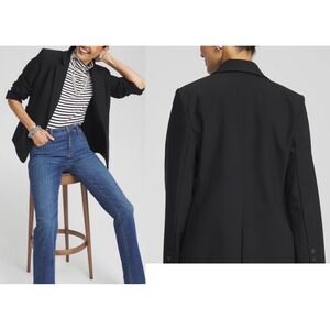NWT Chico's Size 0.5 (US 6) Black Tech Stretch Zip Pocket Blazer Lightweight
